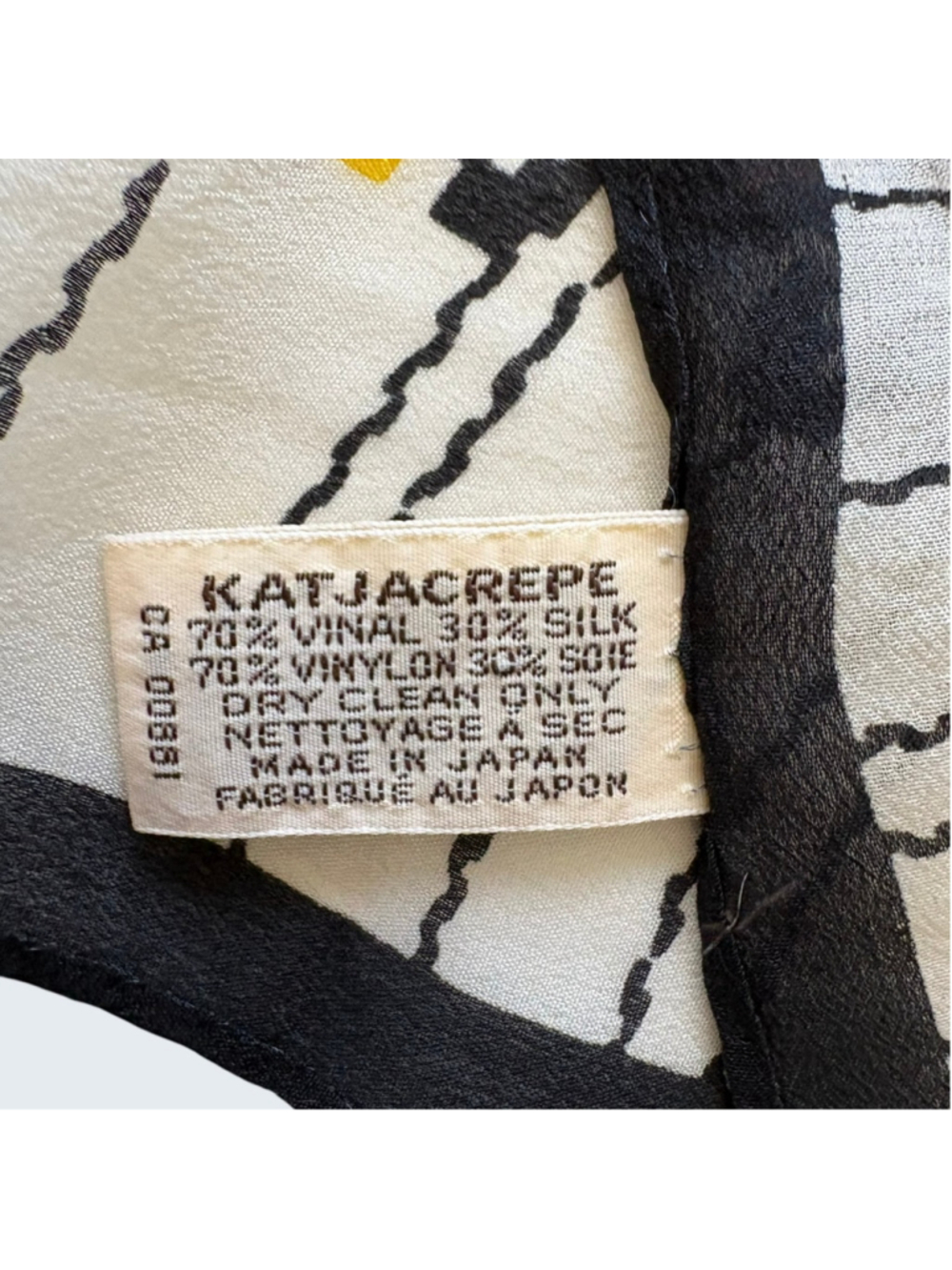 Vintage 70s Katja for XIIX Karat Katacrepe Scarf Geometric SW Chevron Silk Japan - Picture 10 of 13